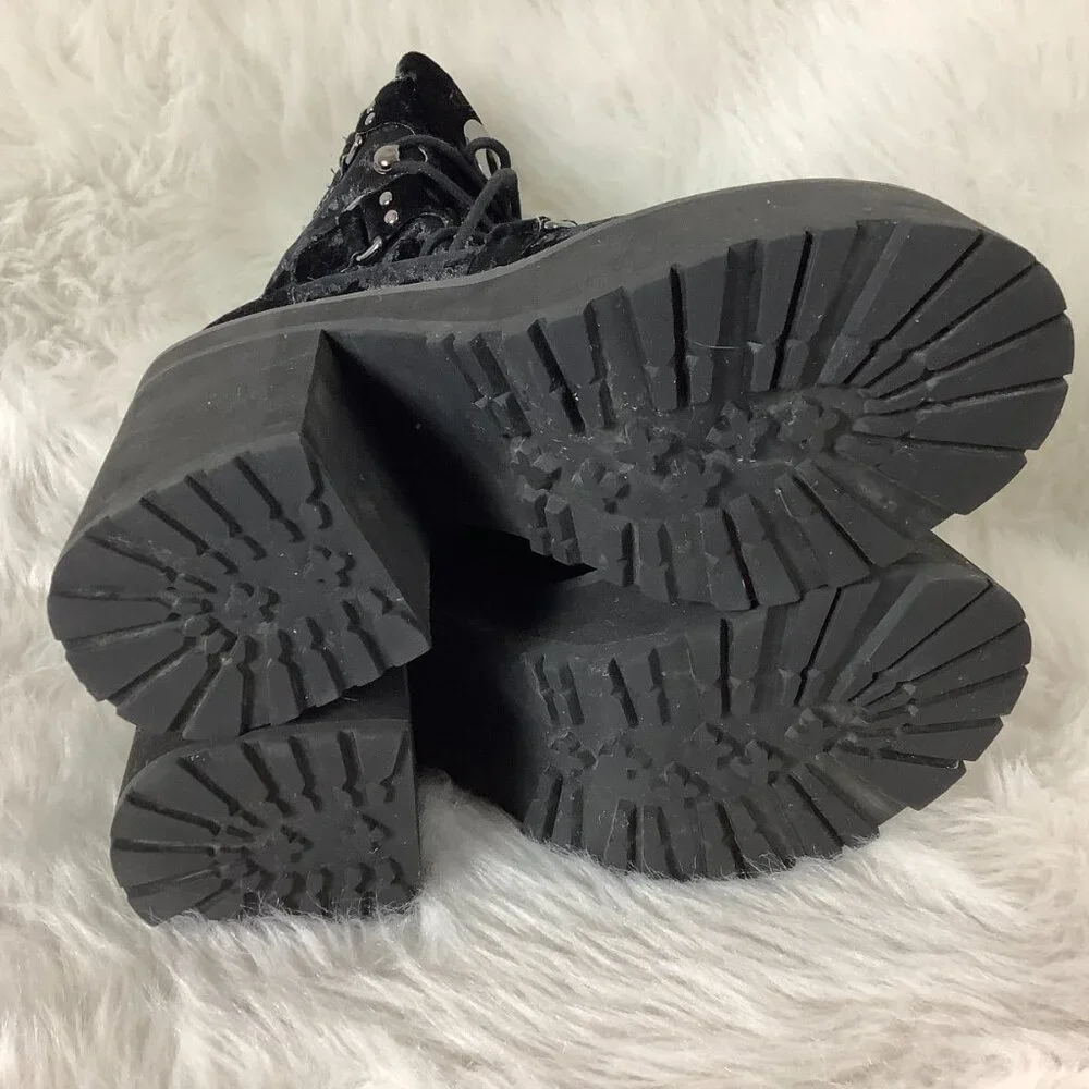 Killstar Black Velvet Broom Rider Platform Boots EU 41 US 10 - Picture 6 of 9